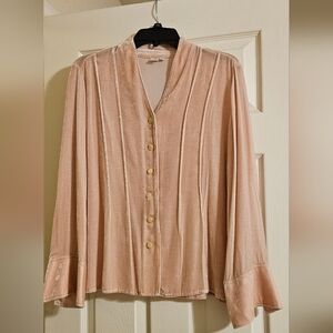 JJill crushed velvet woman's XLP button up long sleeve blouse